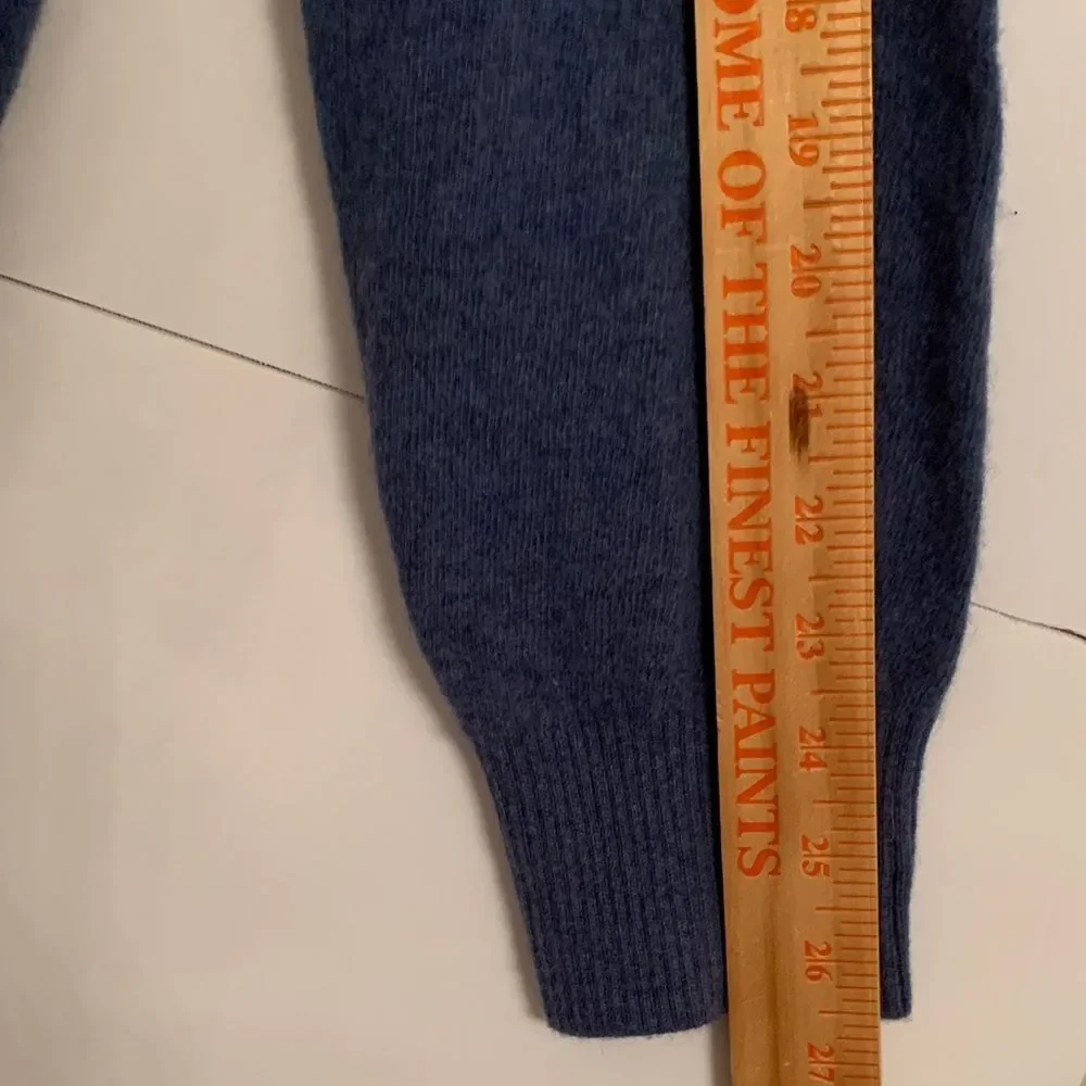 Banana Republic Men's Wool Blue Sweater with 3/4 Zip and Button Collar Size XL